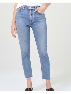 Agolde Nico High Rise Frayed Raw Hem Jeans